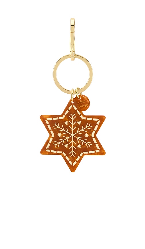 Solar Eclipse Hand-painted Gingerbread Star Bag Charm + Keychain In Gold