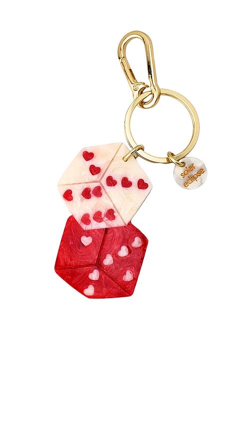 Solar Eclipse Hand-painted Lucky Dice Bag Charm + Keychain In Red
