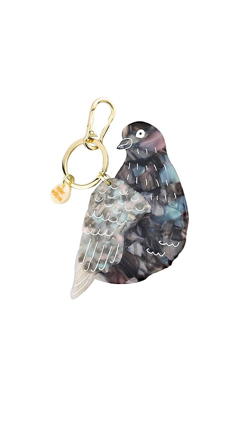 Solar Eclipse Hand-painted Pigeon Bag Charm + Keychain In Multi