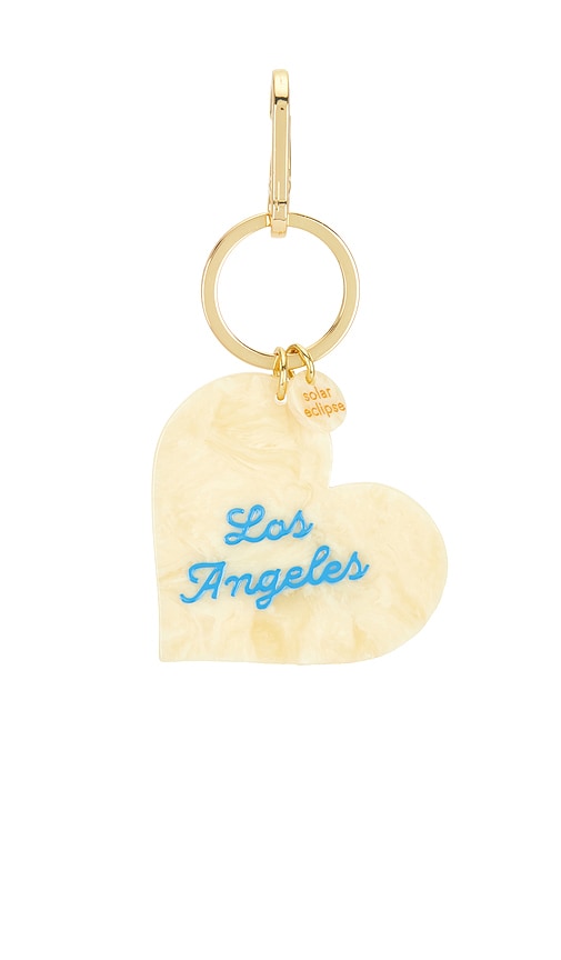Solar Eclipse X Revolve Hand-painted Los Angeles Heart Bag Charm + Keychain In Gold