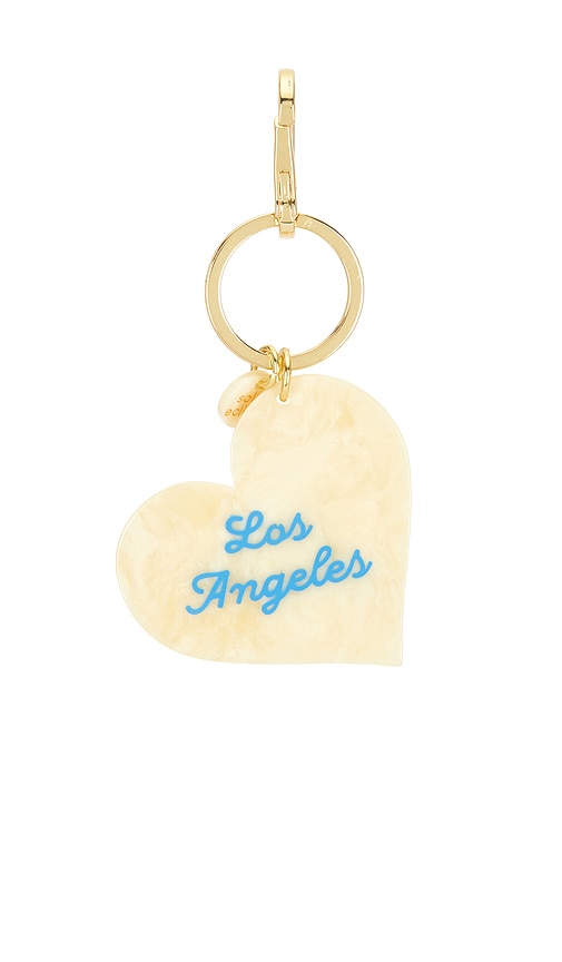 Solar Eclipse X Revolve Hand-painted Los Angeles Heart Bag Charm + Keychain In Gold