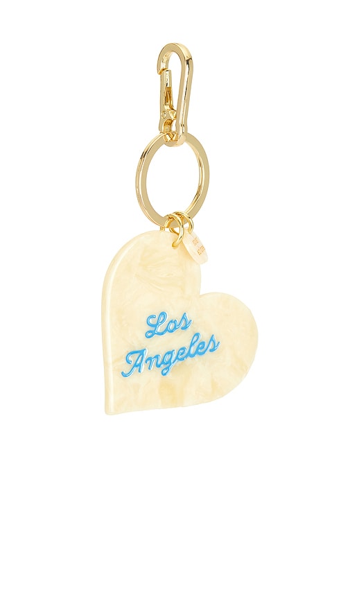  Solar Eclipse X Revolve Hand-painted Los Angeles Heart Bag Charm + Keychain In Yellow. 