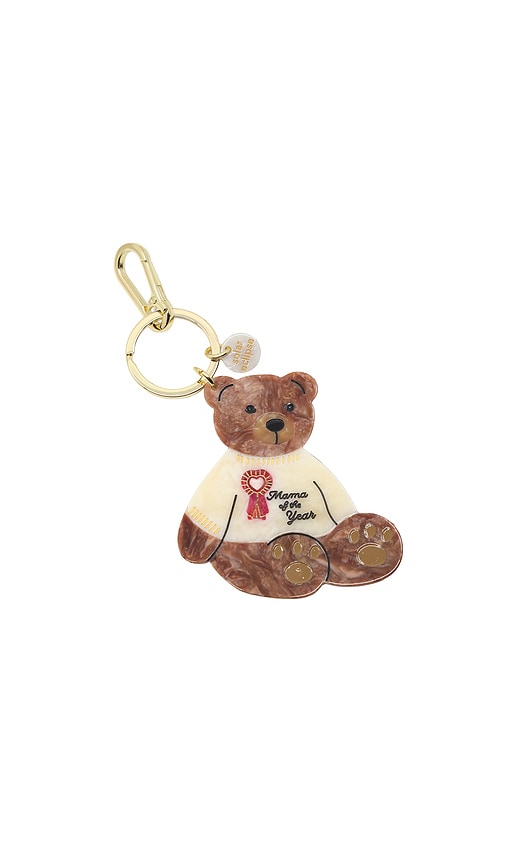 Solar Eclipse Hand-Painted Mama Bear Bag Charm & Keychain in Brown.