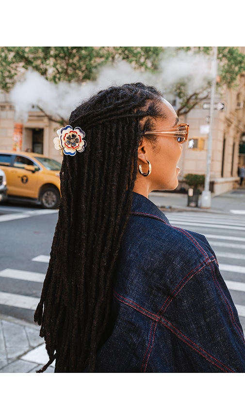 Solar Eclipse Hand-Painted Americana Flower Claw Hair Clip | Thumbnail 2