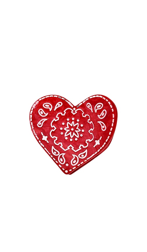 Solar Eclipse Hand-Painted Mini Paisley Heart Claw Hair Clip en Red.