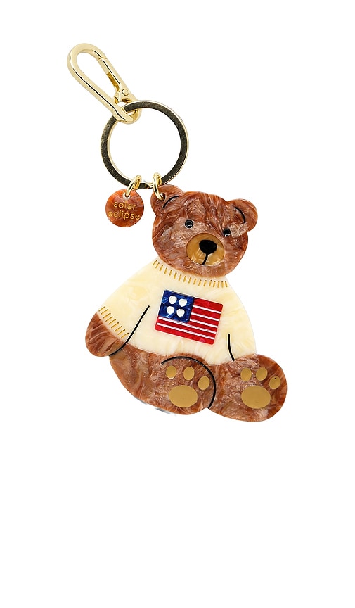 Solar Eclipse Hand-Painted Americana Teddy Bear Bag Charm Keychain en Brown 31 €