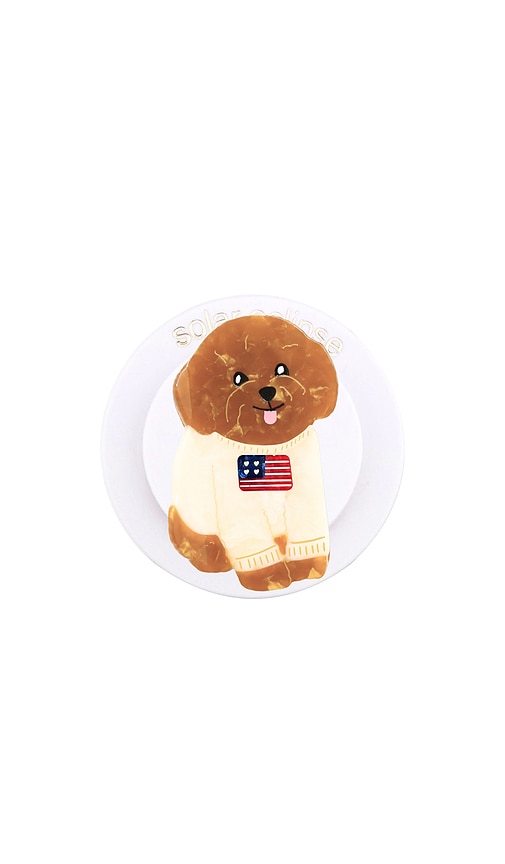 Solar Eclipse Hand-Painted Americana Puppy Grip Charm en White.