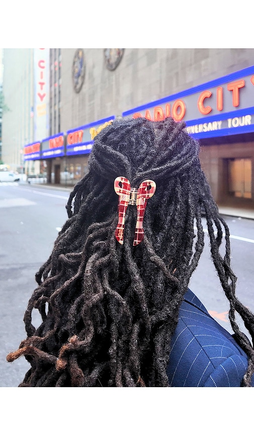 Solar Eclipse Hand-painted Coquette Bow Claw Hair Clip In Red