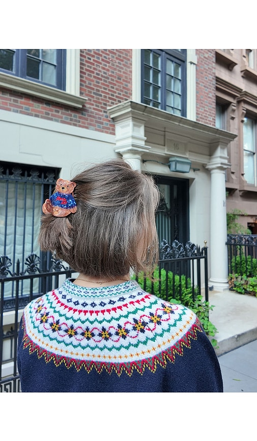 Solar Eclipse Hand-painted Apres Ski Teddy Bear Claw Hair Clip