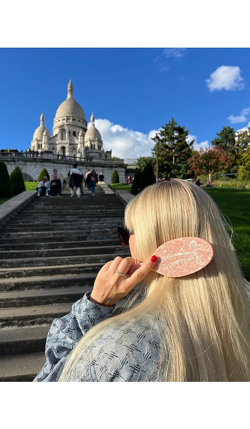  Solar Eclipse Hand-painted Ballet Bow Acetate 2-1 Daily Hair Brush In Pink. 