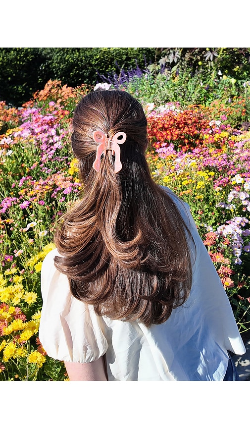  Solar Eclipse Pince à Cheveux En Forme De NŒud Papillon, Peinte à La Main Hand-painted Coquette Bow Claw Clip En Coral. 