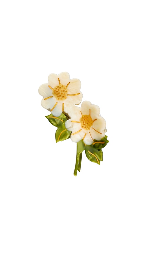 Solar Eclipse Hand-painted Vintage Daisy Stem Claw Hair Clip in Ivory.