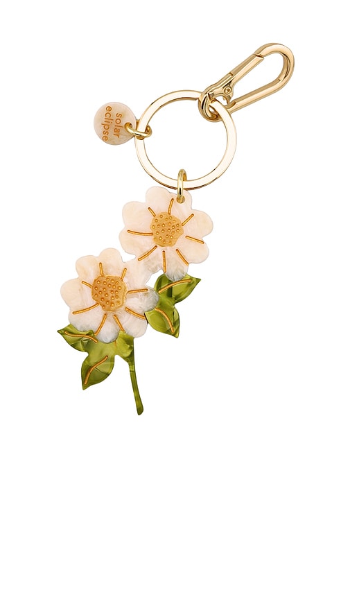Solar Eclipse Hand-painted Vintage Daisy Stem Bag Charm & Keychain