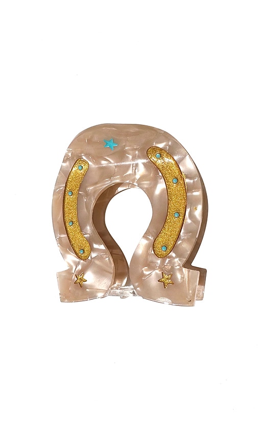 Hand-painted Lucky Horseshoe Hair Clip