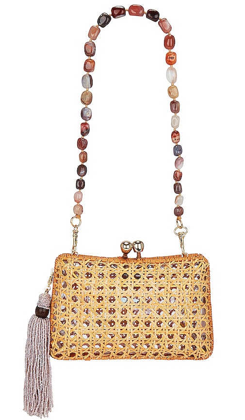 Serpui Charlotte Honey Wicker Clutch