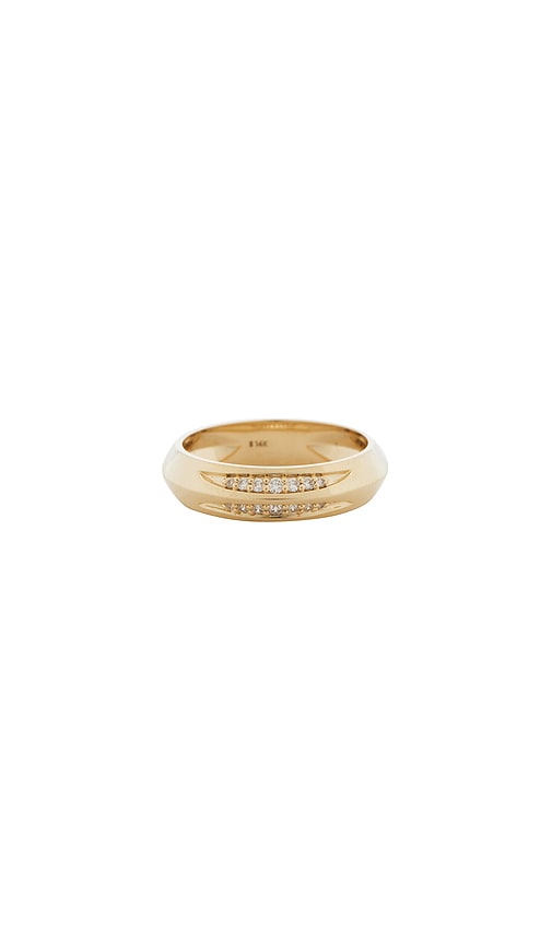 STONE AND STRAND Pave Knife Edge Cigar Band in Metallic Gold. - size 7 (also in 8)