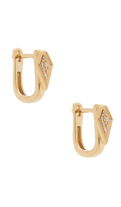STONE AND STRAND Pave Knife Edge Kite Huggie Earrings in Metallic Gold 850$