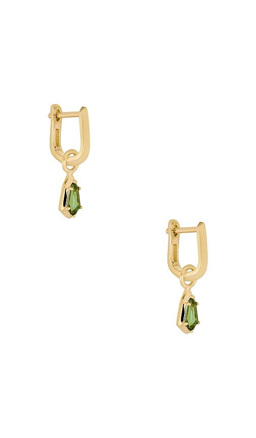 STONE AND STRAND Knife Edge Shield Drop Hoop Earrings
