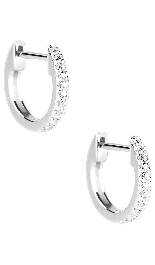 Stone And Strand Diamond Pave Huggie Earrings In White Gold & Diamond