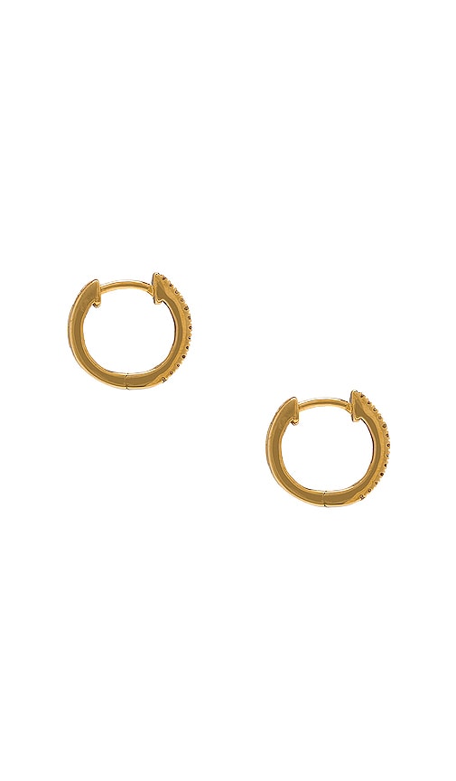 Shop Stone And Strand Pave Two Row Diamond Huggie Earrings In Metallic Gold