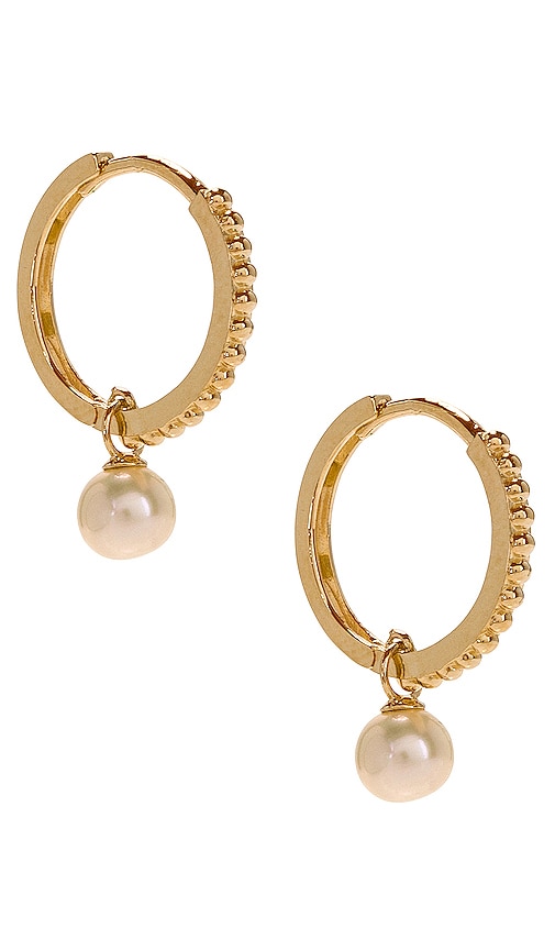 Stone And Strand Beaded Pearl Huggie Earrings In 10k Yellow Gold