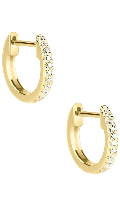 Stone And Strand White Diamond Pave Huggie Earrings In Metallic Gold