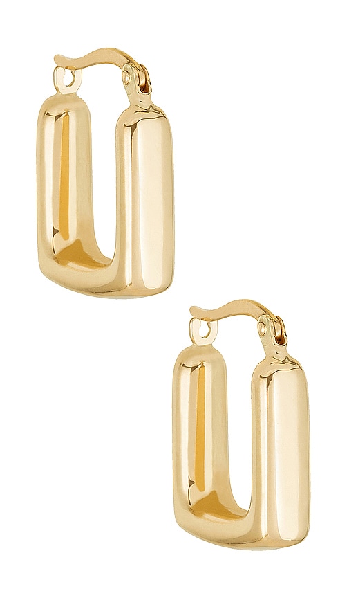 Shop Stone And Strand Squared Off Huggie Earrings In 14k Yellow Gold