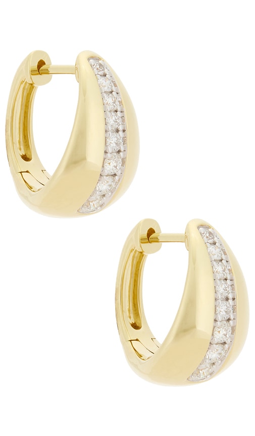 STONE AND STRAND Pave Pistachio Huggie Earrings in 10k Yellow Gold & White Diamond