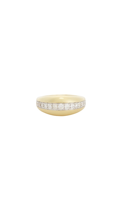 STONE AND STRAND Pave Pistachio Dome Ring in 10k Yellow Gold & White Diamond