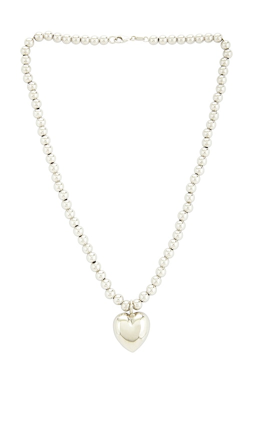 STONE AND STRAND Big Hearted Puffed Necklace in Sterling Silver
