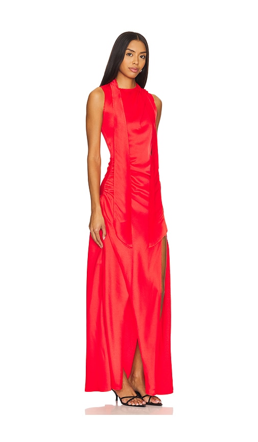 Shop Siedres Narah Scarf And Fray Maxi Dress In Red