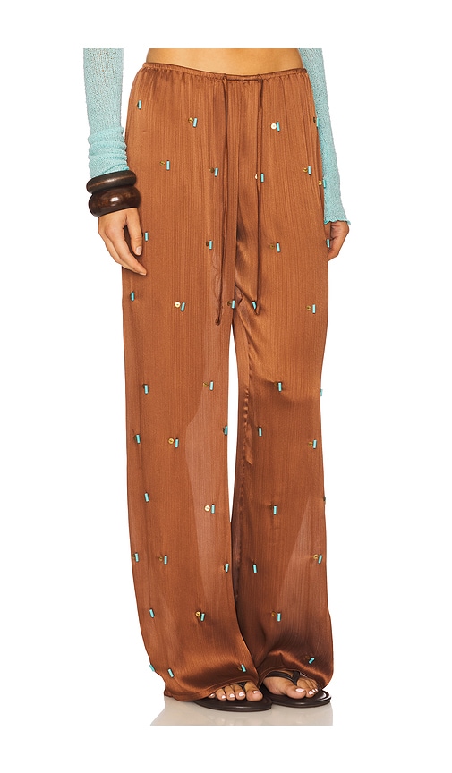 Siedres Manoce Embellished Drawstring Trousers In Brown