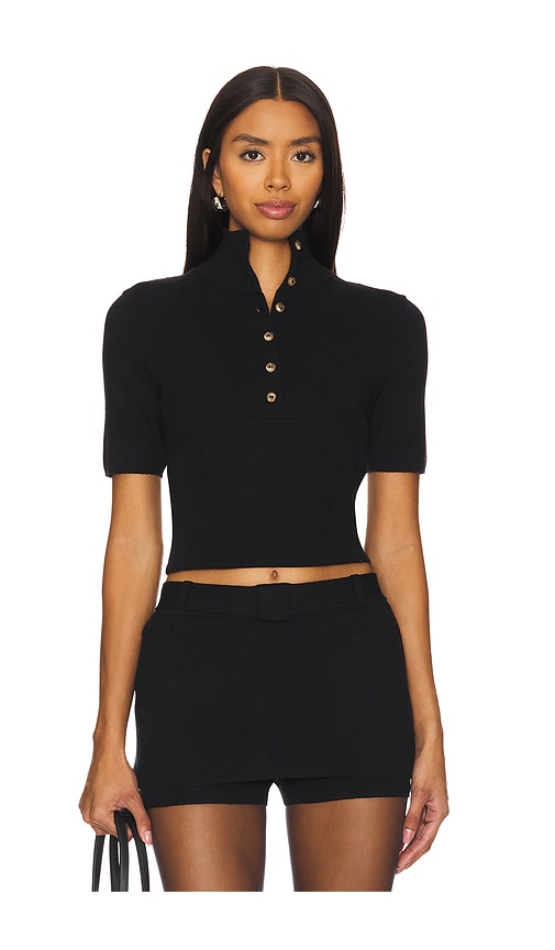 Shop Siedres Nidas Short Sleeve Knit Top In Black