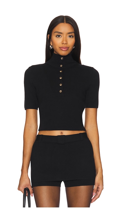 Shop Siedres Nidas Short Sleeve Knit Top In Black