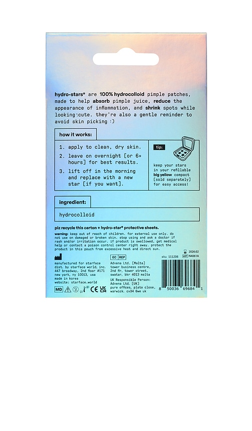 Starface Holographic Hydro-star Pimple Patches In N,a
