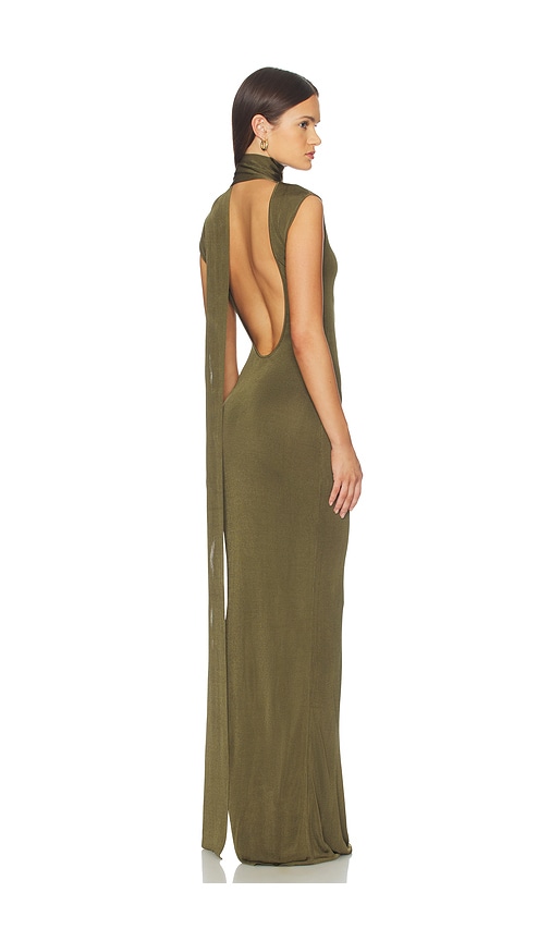 SRG Dianne Scarf Wrap Gown in Pine Green | REVOLVE