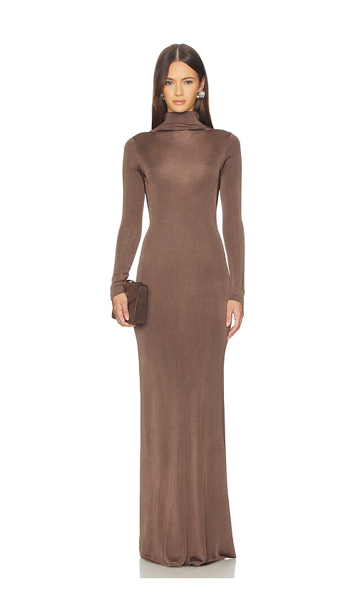 Srg Sylveeah Draped Cowl Gown In Brown