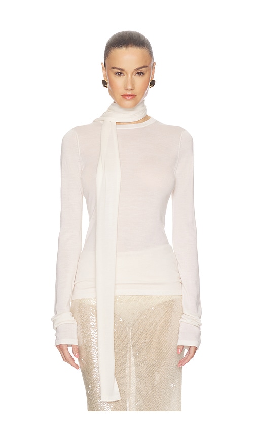 Srg Frieda Merino Long Sleeve With Scarf In White