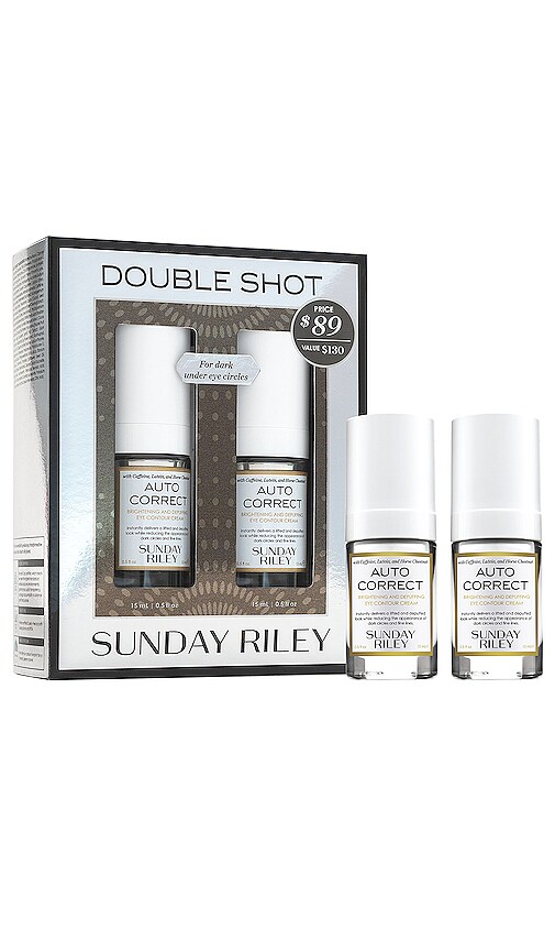 Product image of Sunday Riley Double Shot Auto Correct Brightening And Depuffing Eye Contour Cream Duo. Click to view full details