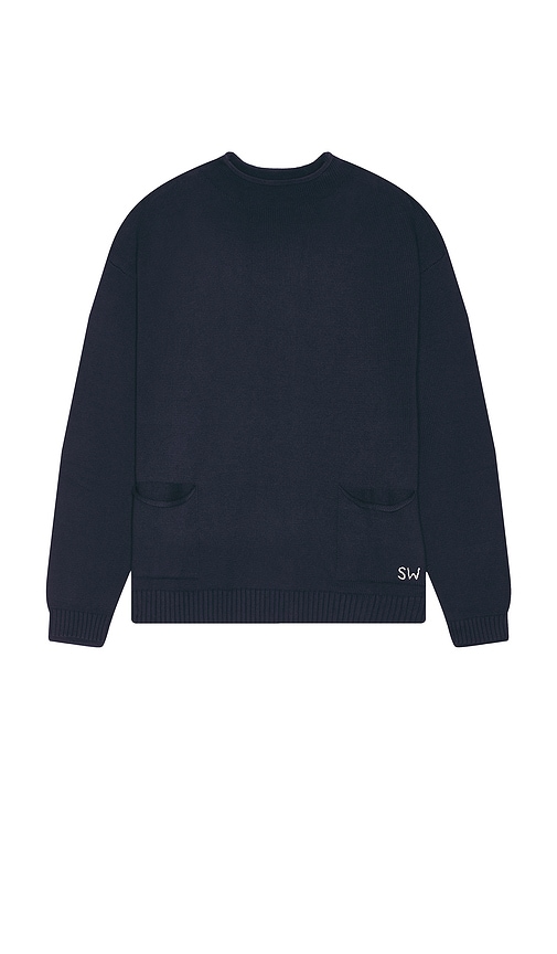 Shop Service Works Mock Smock Sweater In Navy