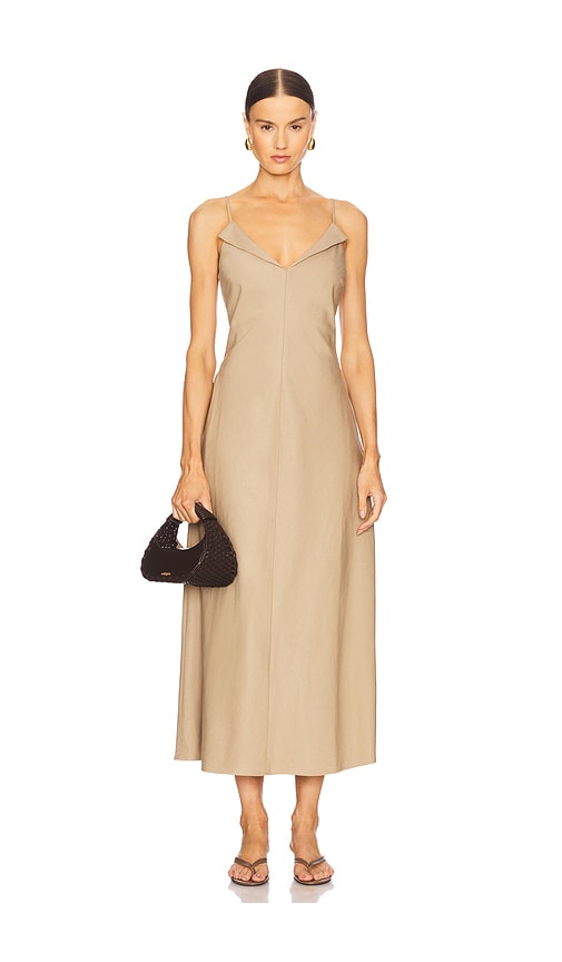 Revers Dress in Beige. - size XS (also in L, M, S, XL)