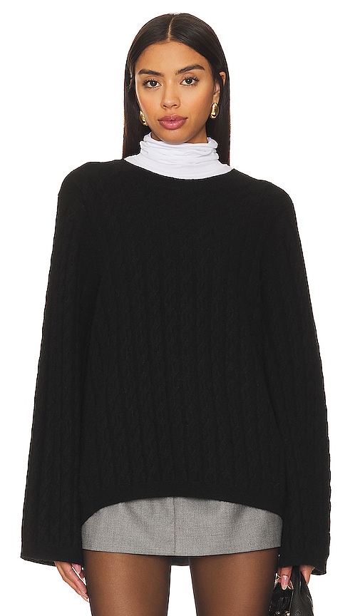 Sophie Rue Crewneck Cable Sweater In Black