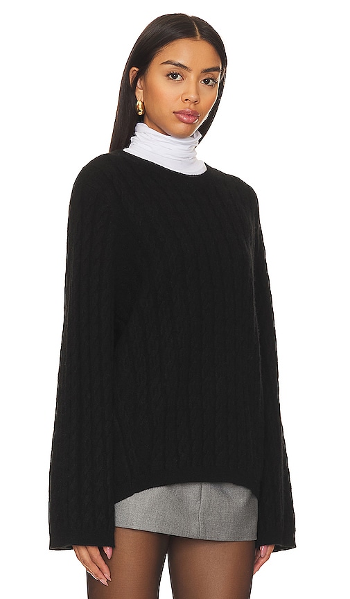 Shop Sophie Rue Crewneck Cable Sweater In Black
