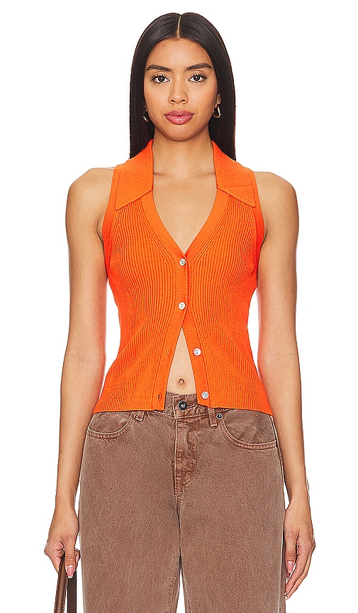 Shop Rue Sophie Reze Rib Top In Orange