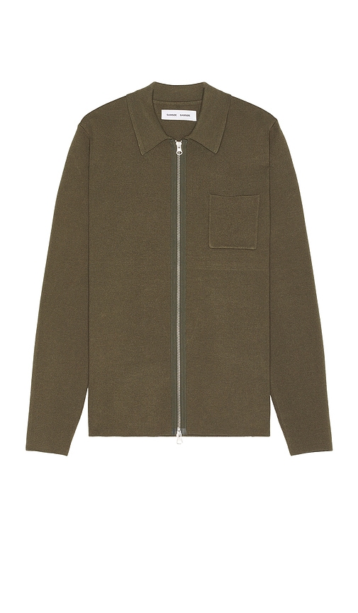 Shop Samsoe & Samsoe Guna X Zip Sweater In Dusty Olive