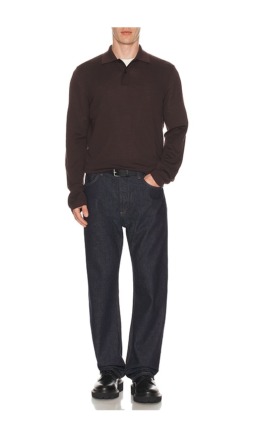  Samsoe Samsoe Sarowan Long Sleeve Polo In Chocolate. Size M. Also In Xxl/2x. 
