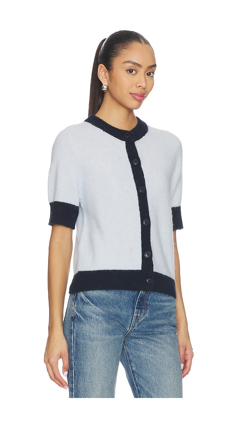  Samsoe Samsoe Sanoura Short Sleeve Cardigan In Navy,baby Blue. Size Xs. Also In S, M. 