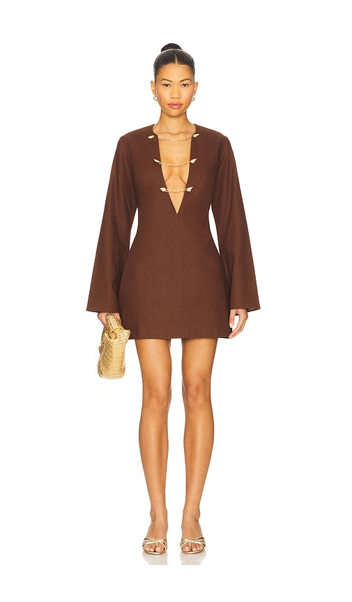 Shani Shemer Soraya Mini Caftan Bronte In Brown