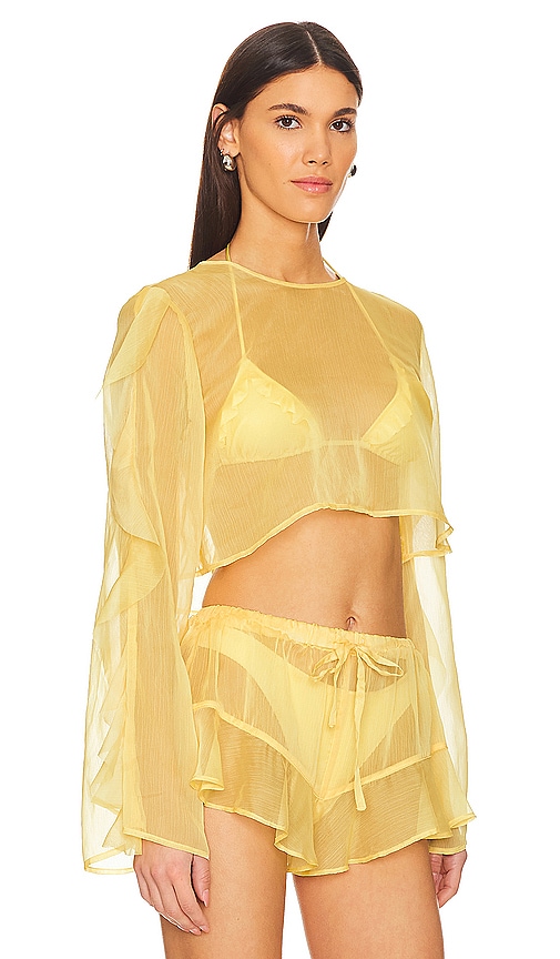 Shop Shani Shemer Thoma Cropped Shirt In Yellow Macaron