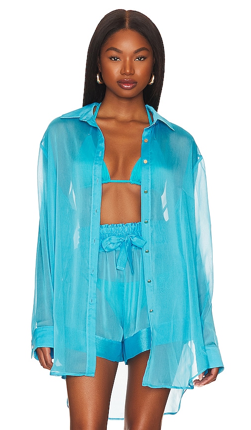 Shani Shemer Jonas Buttoned Shirt in Turquoise